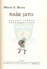 Насловна страна за књигу 'НАШЕ ЈАТО - записци једног скавтског вође' писца Милорада Мацуре из 1937. године у издању Нове скаутске библиотеке